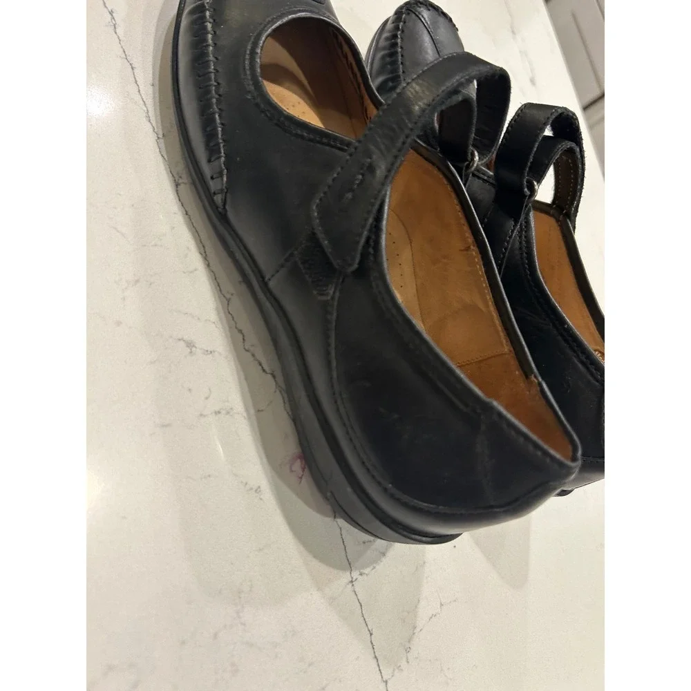Gabor Mary Jane Flats Black Leather UltraFlexPlus Comfort Square Toe Shoes 4.5